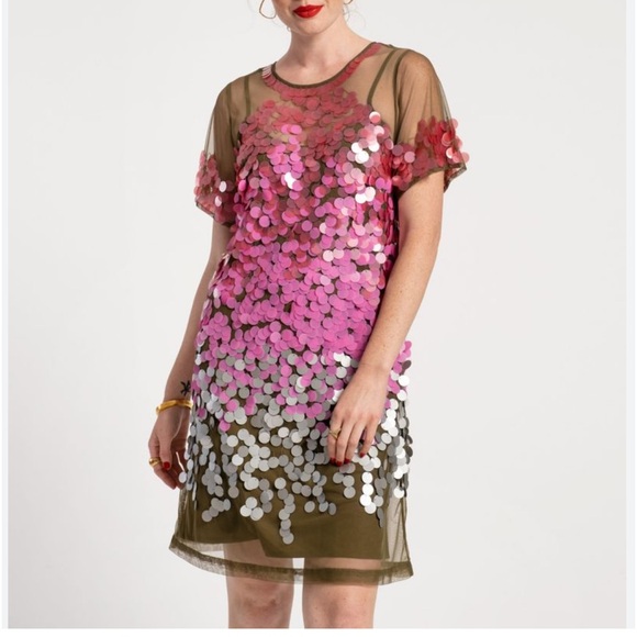 Frances Valentine Dresses & Skirts - France’s Valentine Rodin meshed sequins dress, size L, new